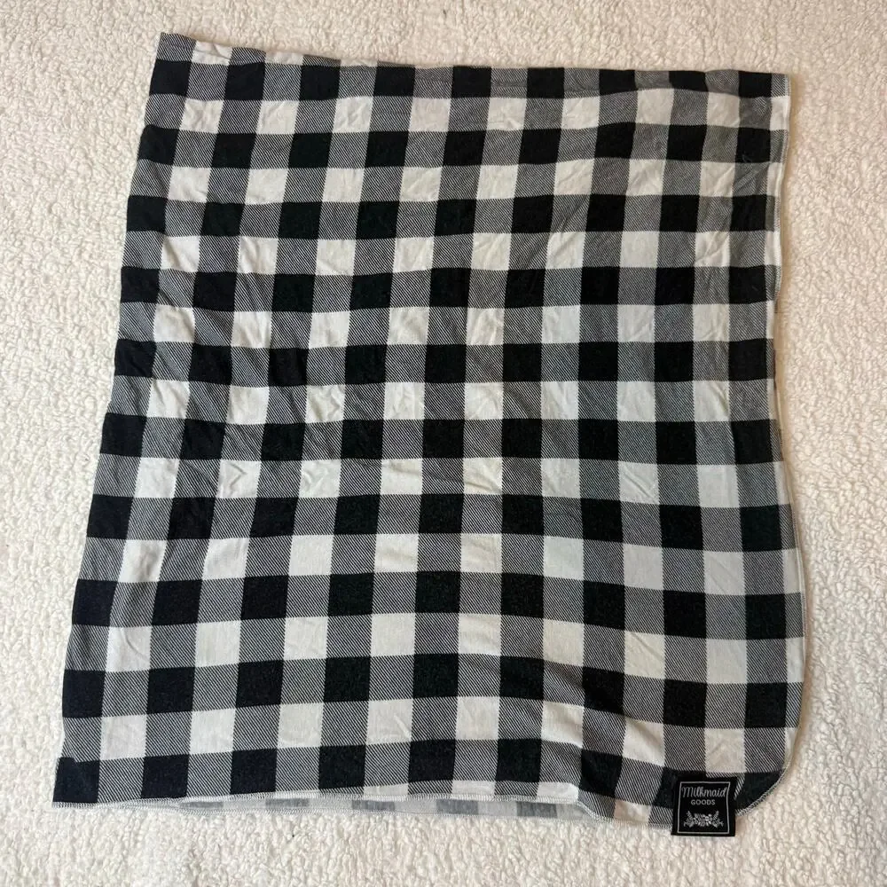 Milkmaid Goods Black White Gingham Buffalo Plaid Swaddle Blanket Rayon Bamboo